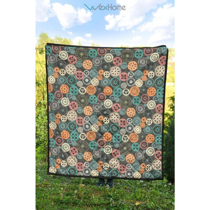 Gear Pattern Print Design 05 Premium Quilt