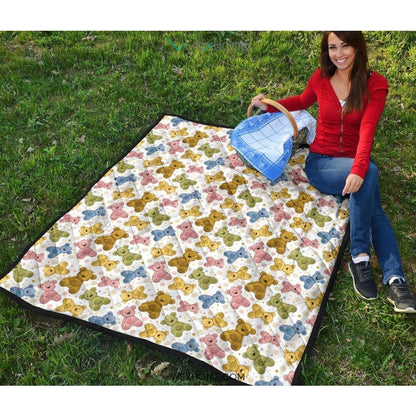 Teddy Bear Pattern Print Design 01 Premium Quilt