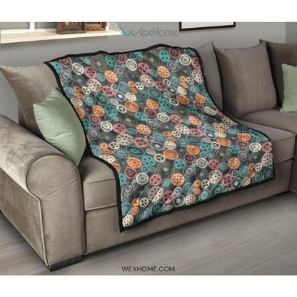 Gear Pattern Print Design 05 Premium Quilt