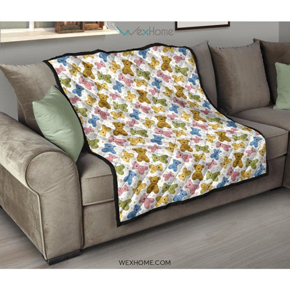 Teddy Bear Pattern Print Design 01 Premium Quilt