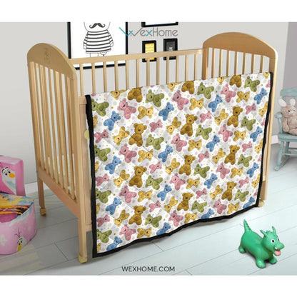Teddy Bear Pattern Print Design 01 Premium Quilt