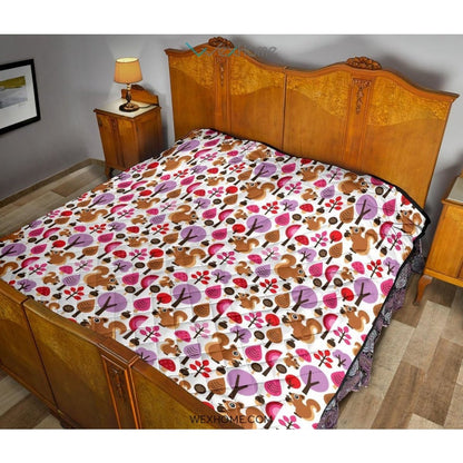 Squirrel Pattern Print Design 02 Premium Quilt