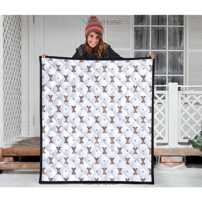 Greyhound Pattern Print Design 05 Premium Quilt