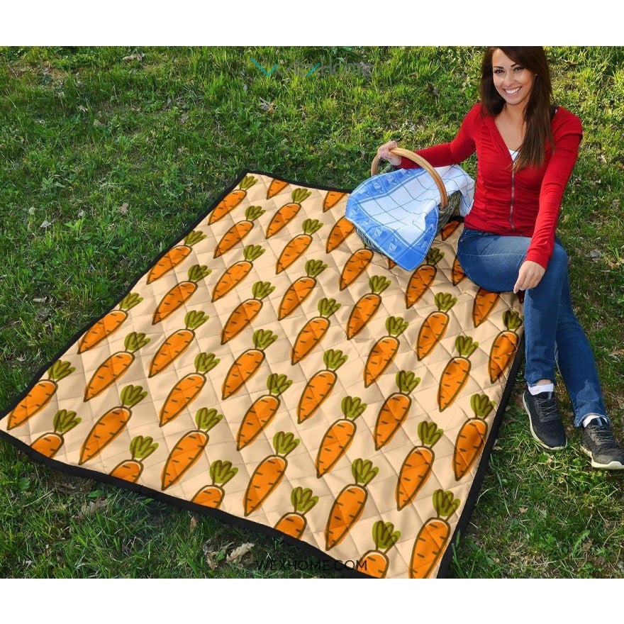 Carrot Pattern Print Design 04 Premium Quilt
