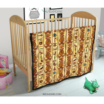 Egypt Hieroglyphics Pattern Print Design 04 Premium Quilt