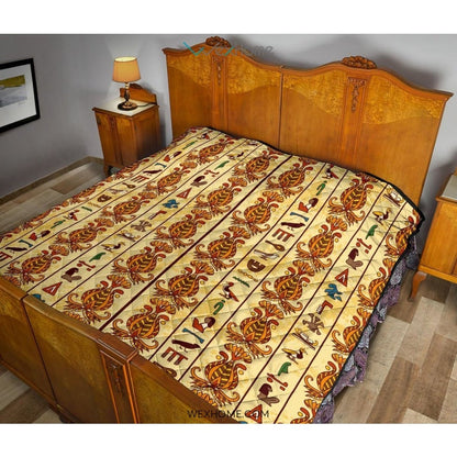 Egypt Hieroglyphics Pattern Print Design 04 Premium Quilt