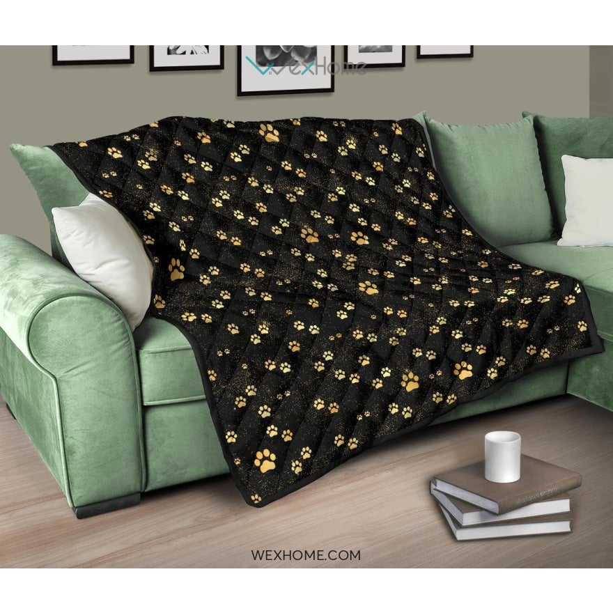Dog Paws Pattern Print Design 05 Premium Quilt