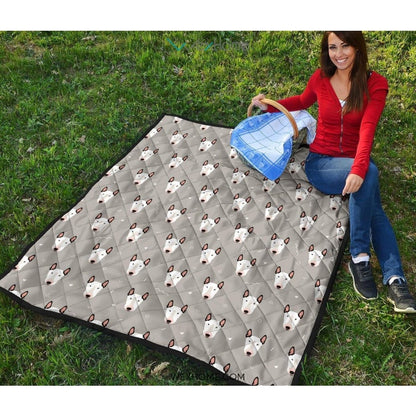 Bull Terrier Pattern Print Design 05 Premium Quilt