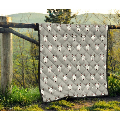 Bull Terrier Pattern Print Design 05 Premium Quilt