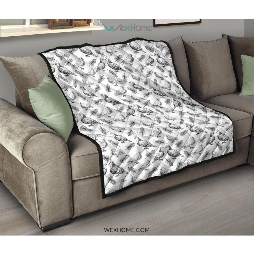 Pigeon Pattern Print Design 05 Premium Quilt