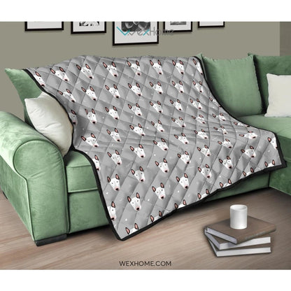 Bull Terrier Pattern Print Design 05 Premium Quilt