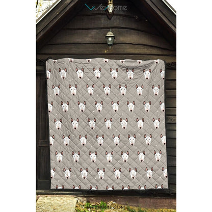 Bull Terrier Pattern Print Design 05 Premium Quilt