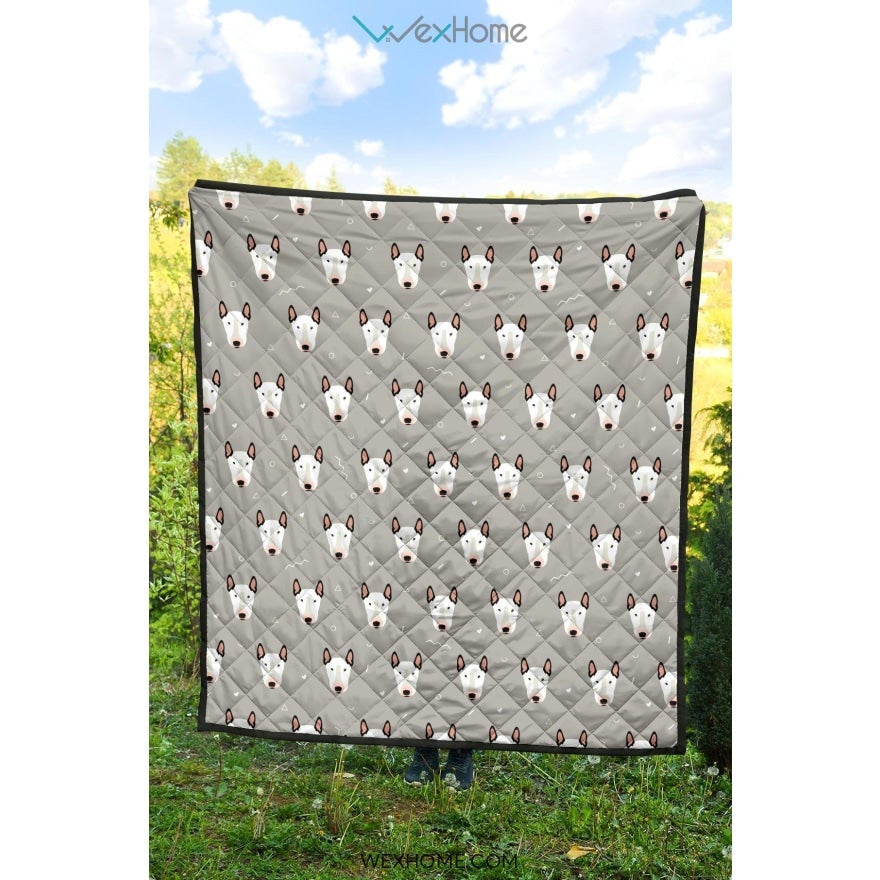 Bull Terrier Pattern Print Design 05 Premium Quilt