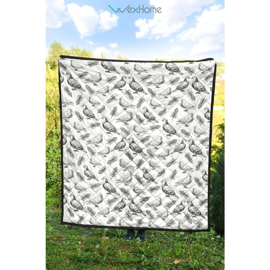 Pigeon Pattern Print Design 05 Premium Quilt