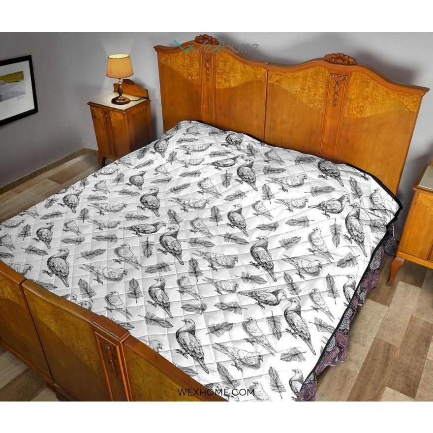 Pigeon Pattern Print Design 05 Premium Quilt