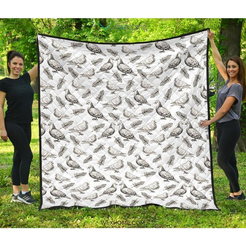 Pigeon Pattern Print Design 05 Premium Quilt