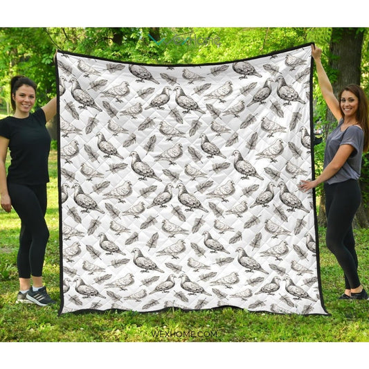Pigeon Pattern Print Design 05 Premium Quilt