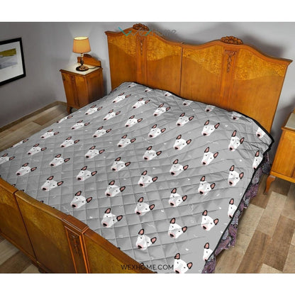 Bull Terrier Pattern Print Design 05 Premium Quilt