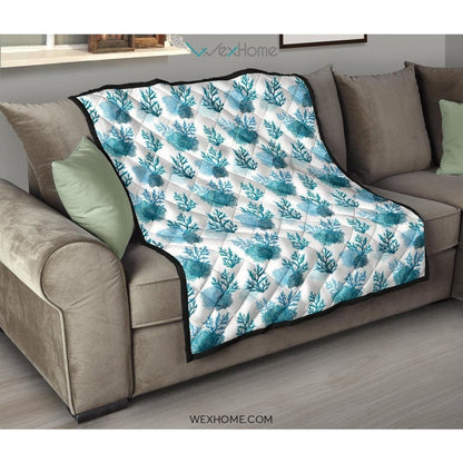 Coral Reef Pattern Print Design 04 Premium Quilt