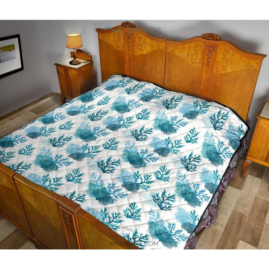 Coral Reef Pattern Print Design 04 Premium Quilt