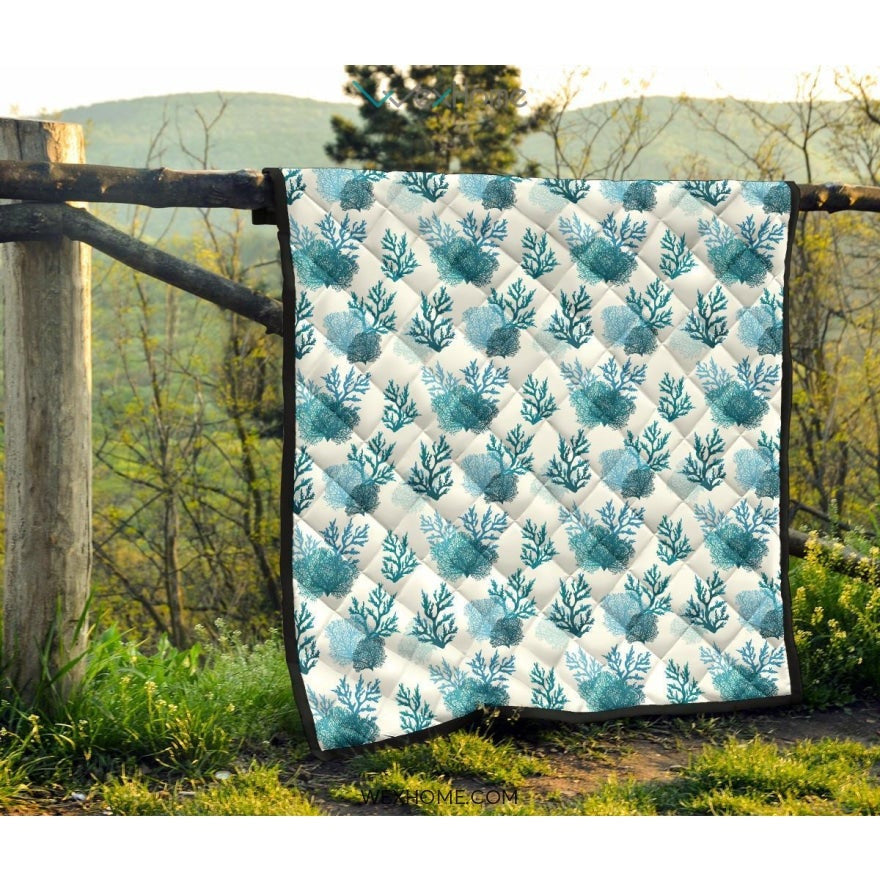 Coral Reef Pattern Print Design 04 Premium Quilt