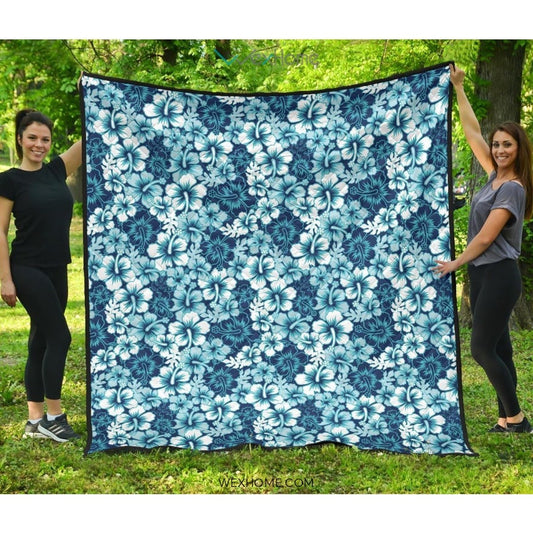 Hibiscus Pattern Print Design 03 Premium Quilt