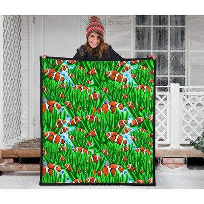 Clown Fish Pattern Print Design 01 Premium Quilt