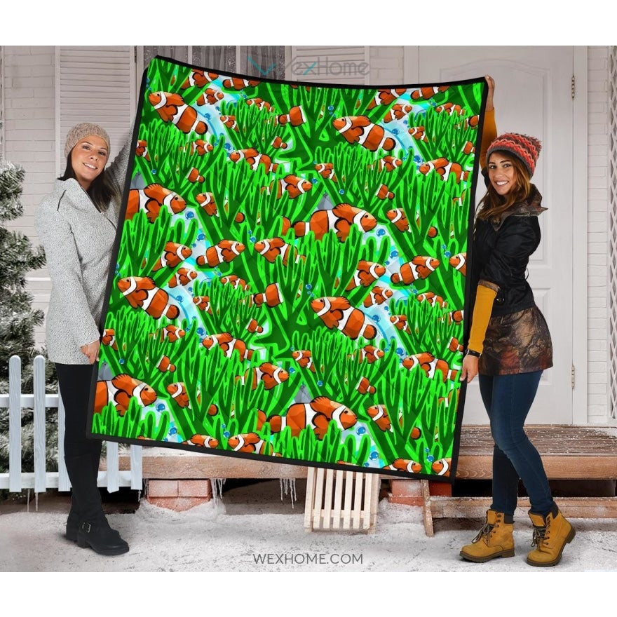 Clown Fish Pattern Print Design 01 Premium Quilt