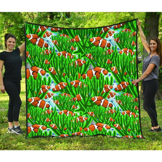 Clown Fish Pattern Print Design 01 Premium Quilt