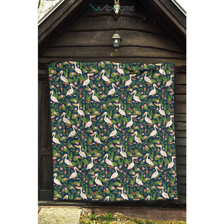 Pelican Pattern Print Design 05 Premium Quilt