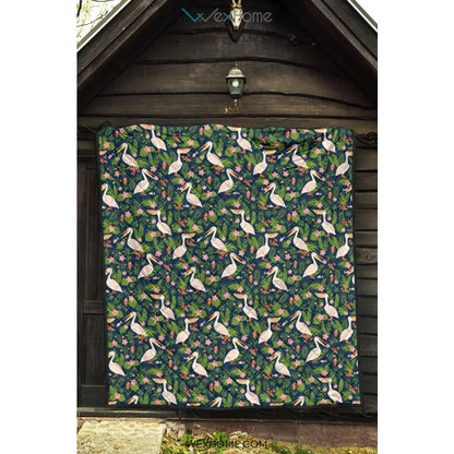 Pelican Pattern Print Design 05 Premium Quilt