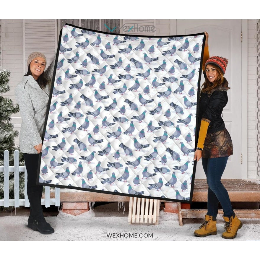 Pigeon Pattern Print Design 03 Premium Quilt