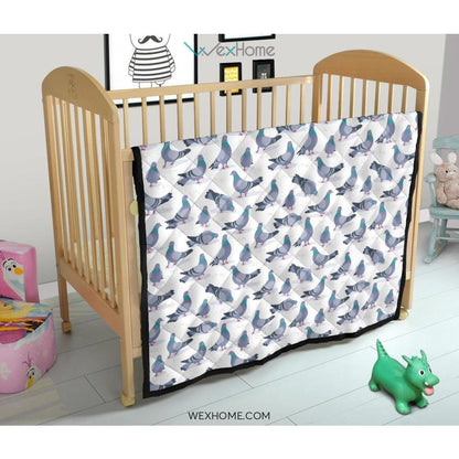 Pigeon Pattern Print Design 03 Premium Quilt