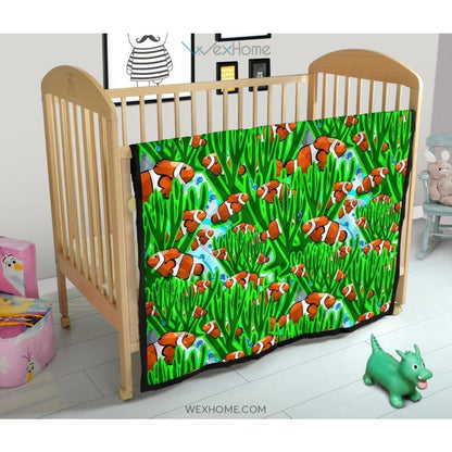 Clown Fish Pattern Print Design 01 Premium Quilt