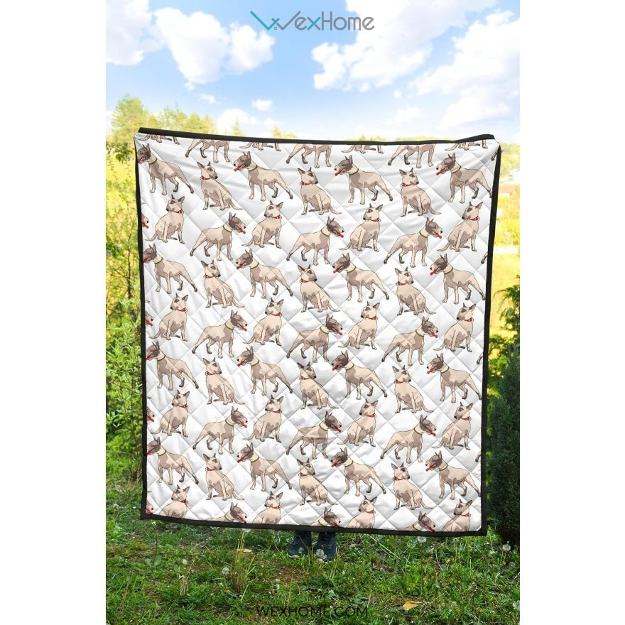 Bull Terrier Pattern Print Design 04 Premium Quilt
