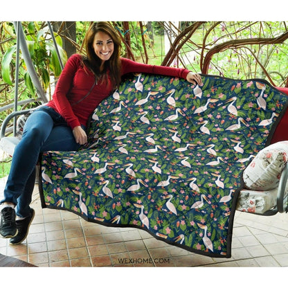 Pelican Pattern Print Design 05 Premium Quilt