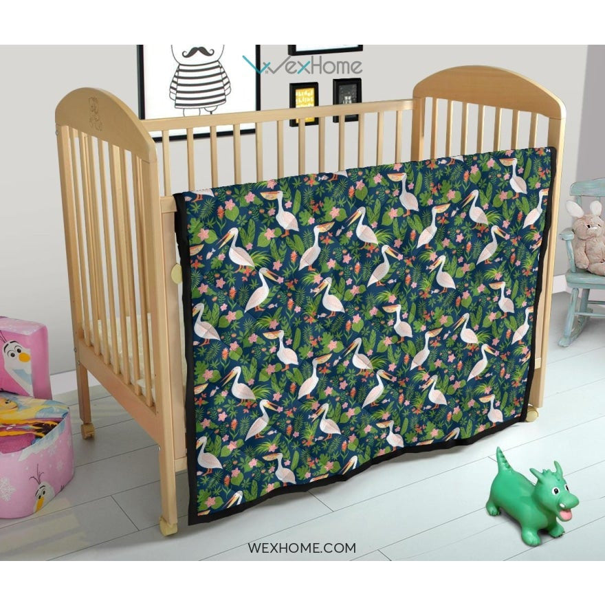 Pelican Pattern Print Design 05 Premium Quilt