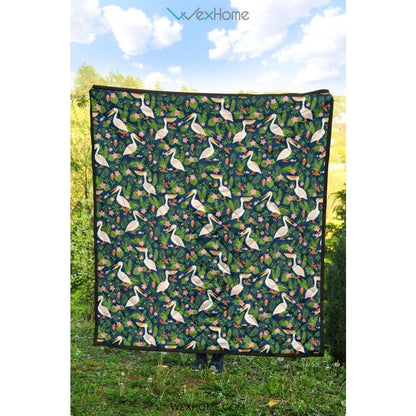 Pelican Pattern Print Design 05 Premium Quilt