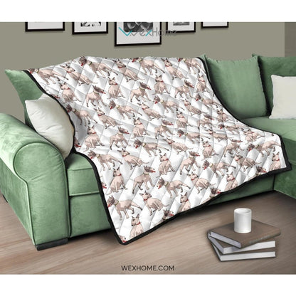 Bull Terrier Pattern Print Design 04 Premium Quilt