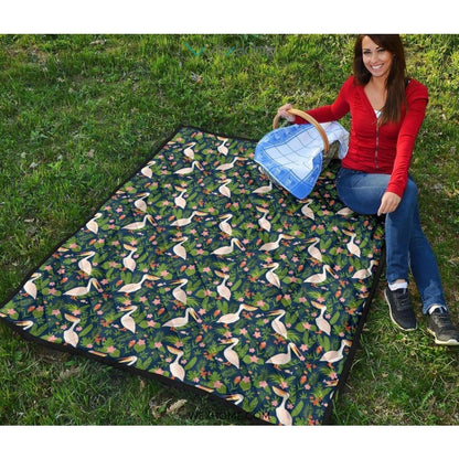 Pelican Pattern Print Design 05 Premium Quilt