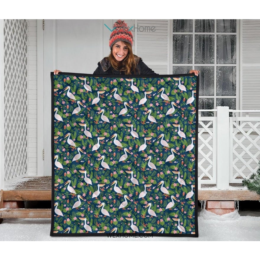 Pelican Pattern Print Design 05 Premium Quilt