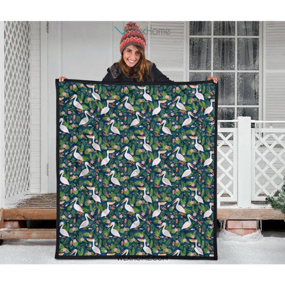 Pelican Pattern Print Design 05 Premium Quilt