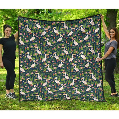 Pelican Pattern Print Design 05 Premium Quilt