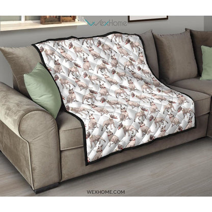 Bull Terrier Pattern Print Design 04 Premium Quilt