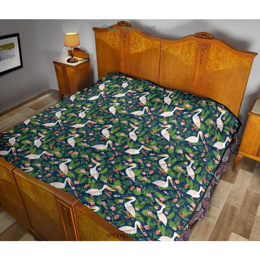 Pelican Pattern Print Design 05 Premium Quilt