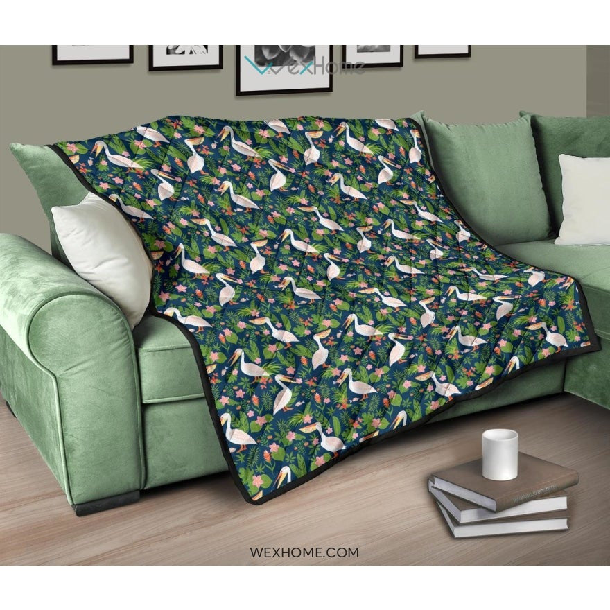 Pelican Pattern Print Design 05 Premium Quilt