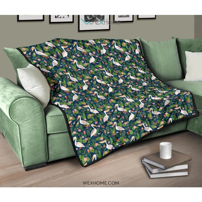 Pelican Pattern Print Design 05 Premium Quilt