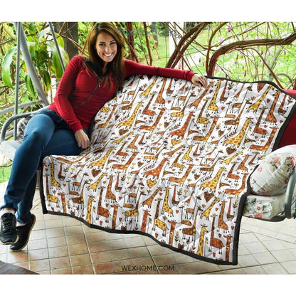 Giraffe Pattern Print Design 04 Premium Quilt