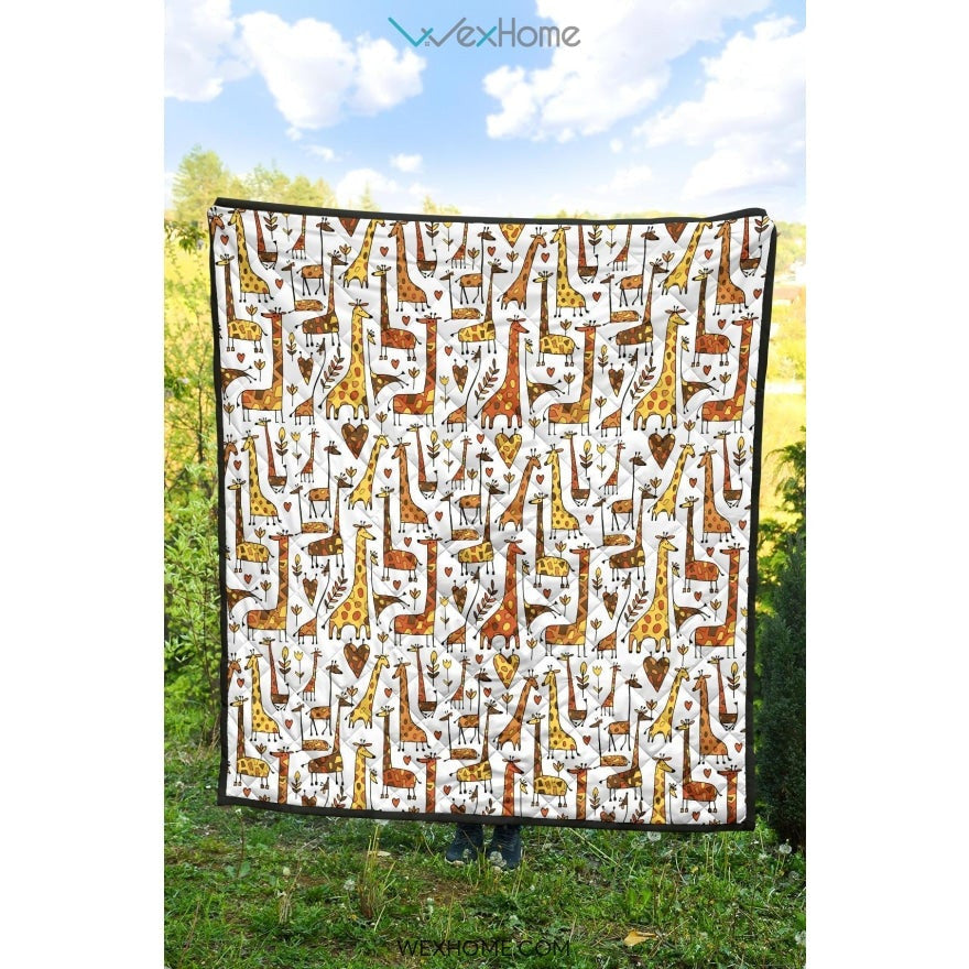 Giraffe Pattern Print Design 04 Premium Quilt