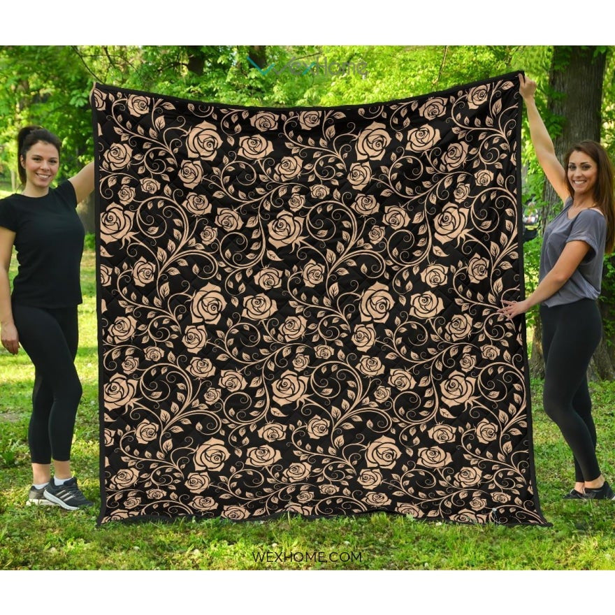 Rose Pattern Print Design 04 Premium Quilt